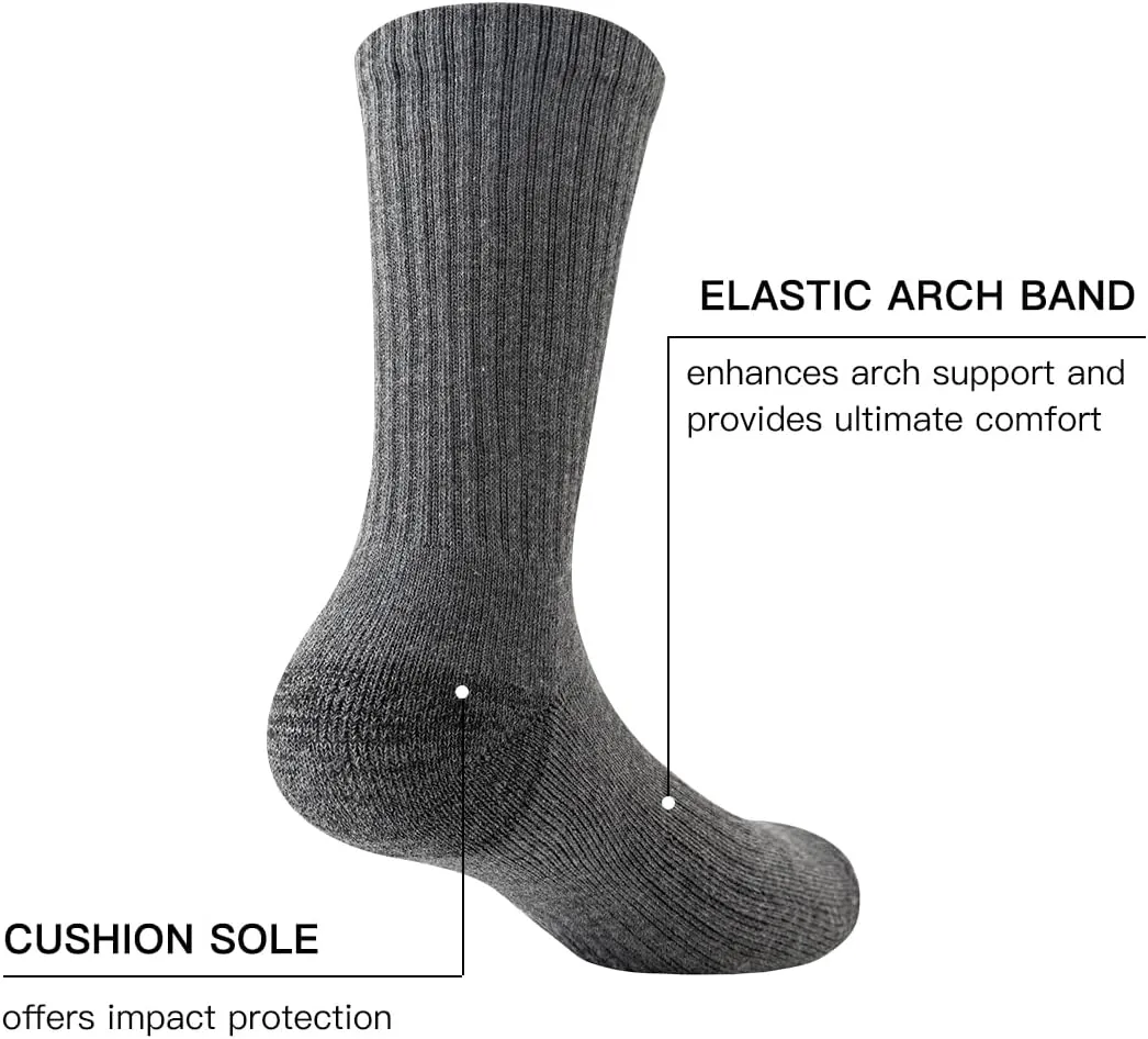 JOYNÉE 8 Pairs Mens Crew Cushion Socks Work Athletic Running Socks Casual Breathable Socks for Men,Sock Size:10-13