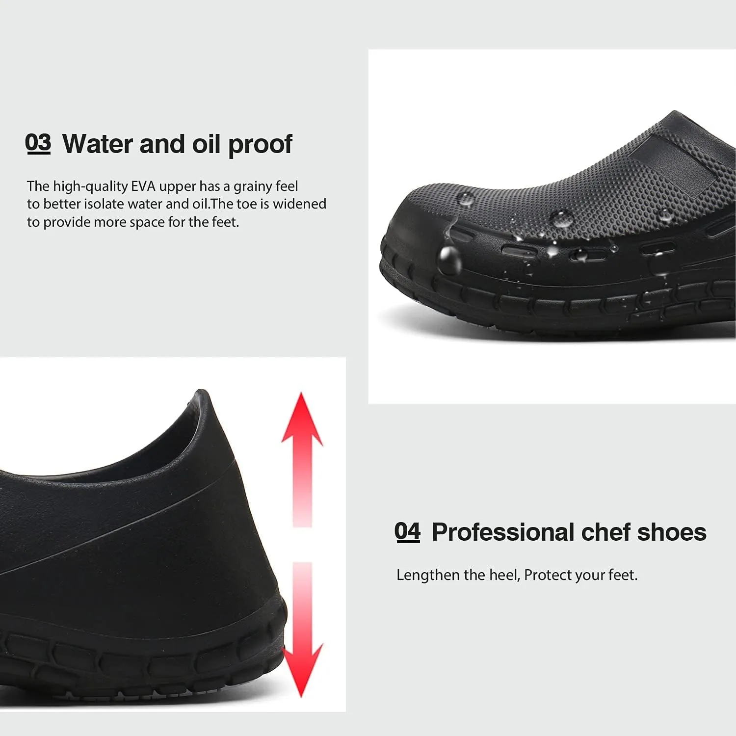 JSWEI Chef Shoes for Men - Professional Oil Water Resistant Nursing Chef Shoe，Non-Slip Safety Working Shoes for Kitchen Garden Bathroom Construction