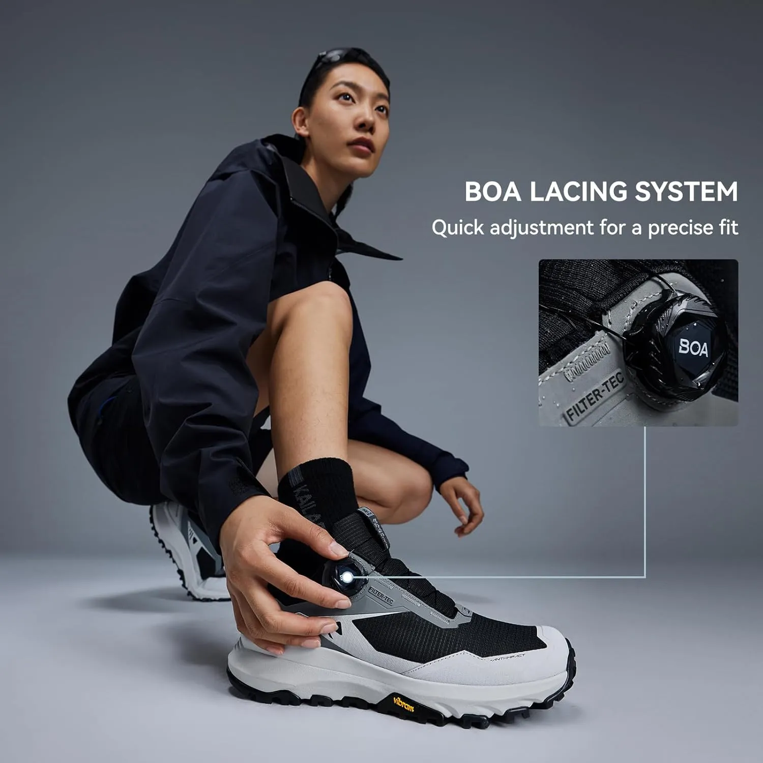 KAILAS Women's Kuocang BOA Hiking Shoe FLT Waterproof V Sole Non-Slip Shoes Lightweight Breathable Low Height Outdoor Trailing Trekking Shoes
