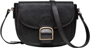 Kasqo Crossbody Bag for Women,Vegan Leather Fashion Small Shoulder Bag Ladies Handbag Saddle Purse with Adjustable Strap