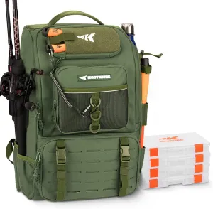 KastKing Karryall Fishing Tackle Backpack with Rod Holders 4 Tackle Boxes,40L Fishing Bag Storage Fishing Gear and Equipment