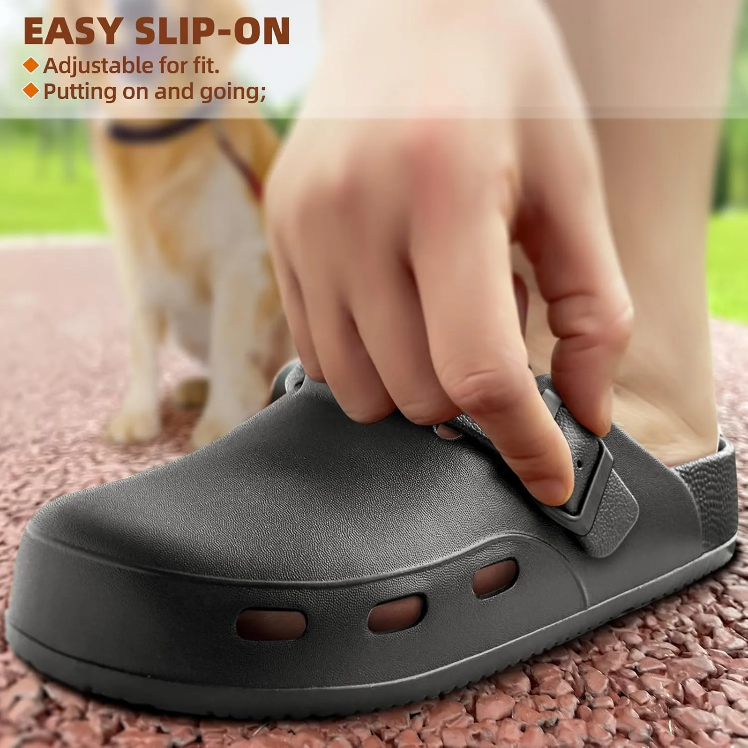 KEMISANT Men Clogs, Adjustable Sandals Slip-on Water Shoes Unisex with Cushioned Footbed,Comfortable Lightweight