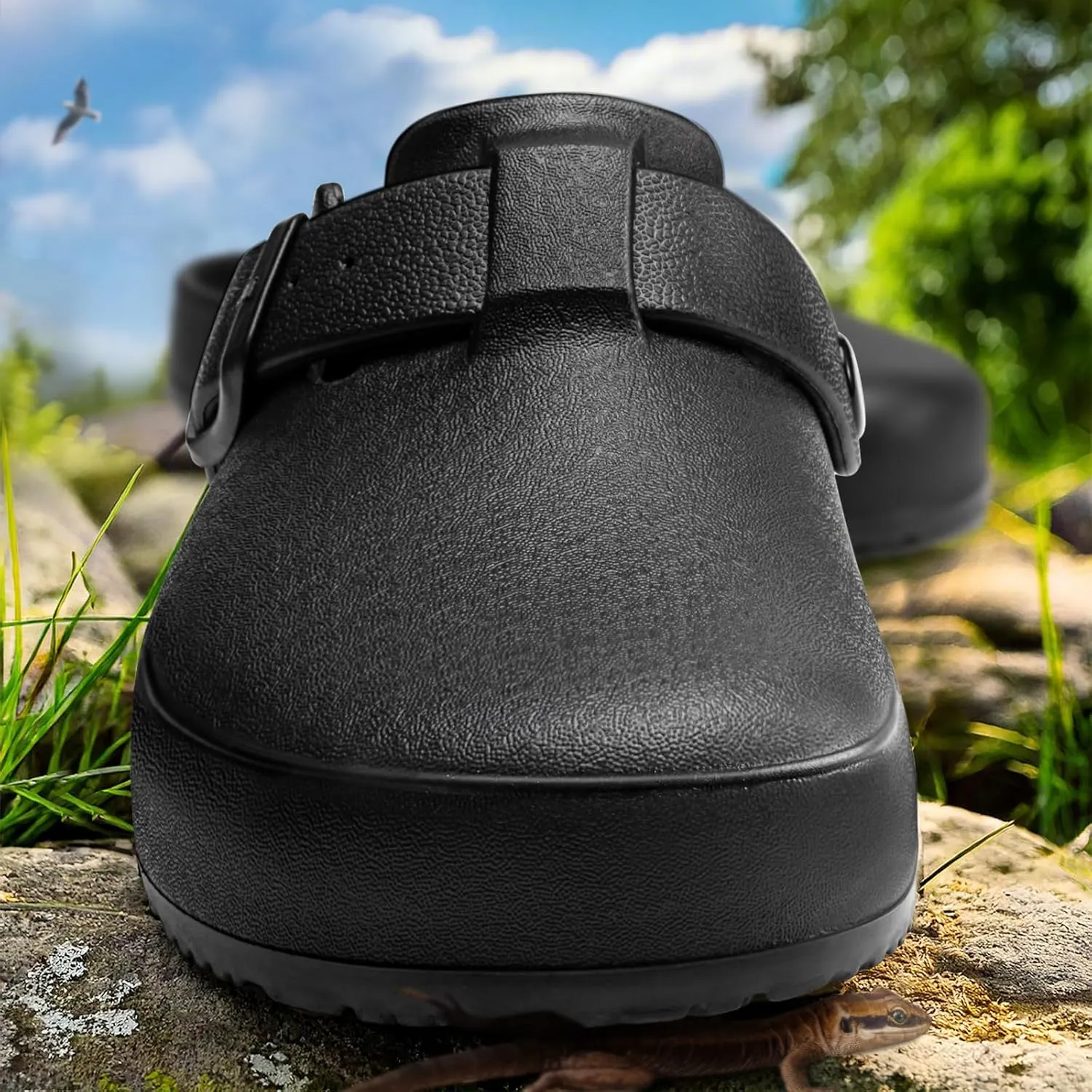 KEMISANT Men Clogs, Adjustable Sandals Slip-on Water Shoes Unisex with Cushioned Footbed,Comfortable Lightweight