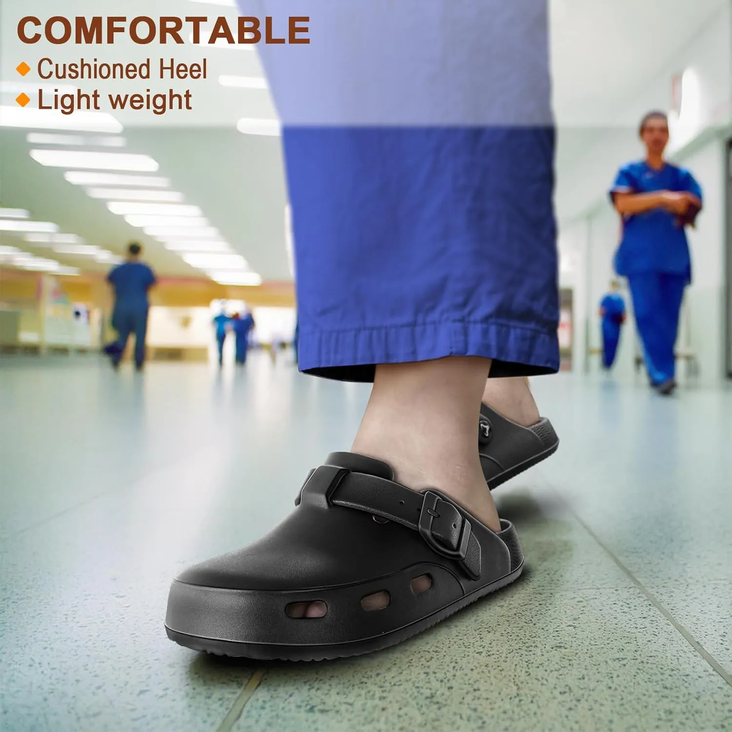 KEMISANT Men Clogs, Adjustable Sandals Slip-on Water Shoes Unisex with Cushioned Footbed,Comfortable Lightweight