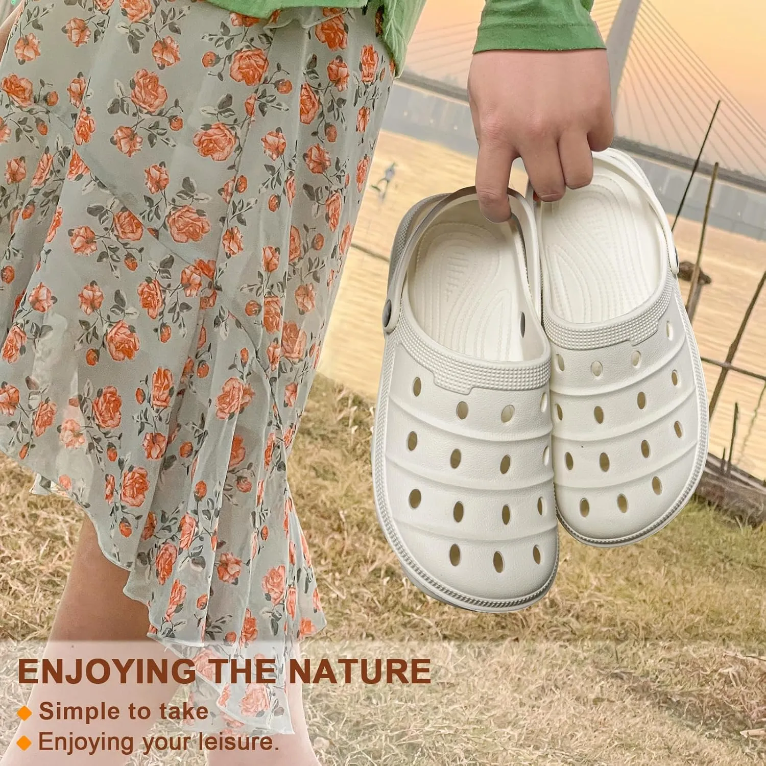 KEMISANT Women Clogs, Slip On Shoes Sandals for Women with Cushioned Foot-Bed Sole