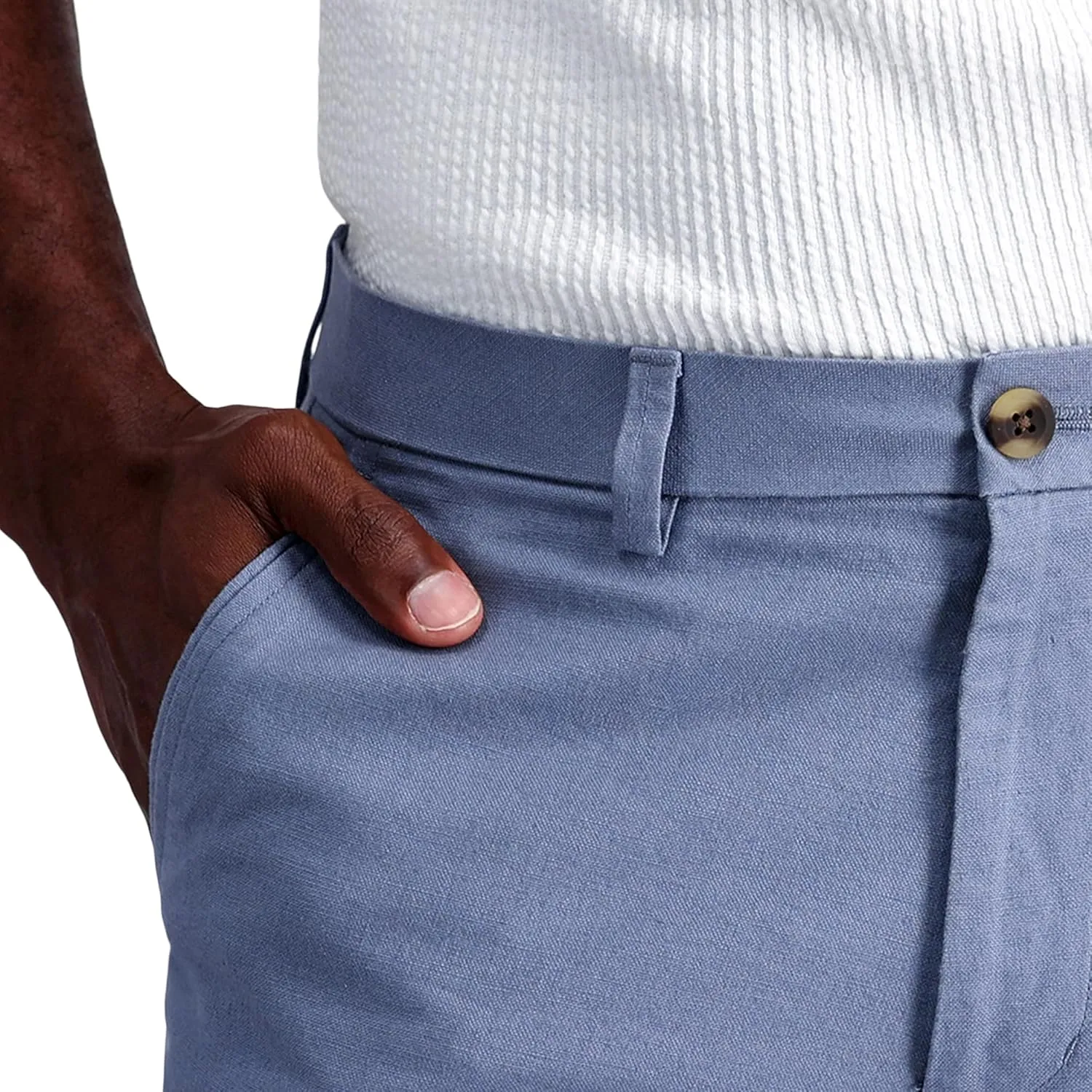 Kenneth Cole Men's Slim Fit Casual Linen Chino Pant