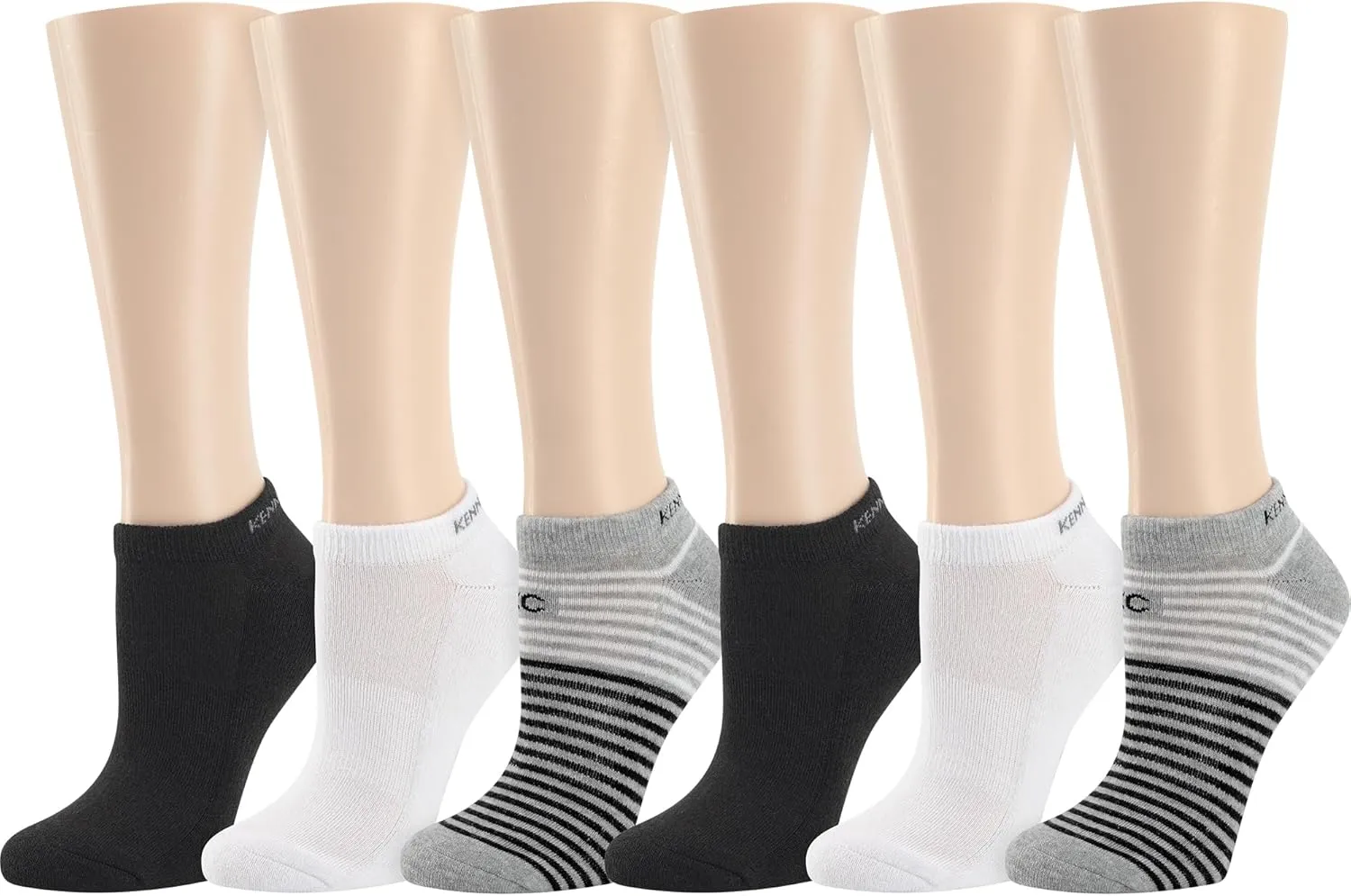 Kenneth Cole Womens 6 Pair Pack Modern Multicolor Assorted Easy Care No Show Anklet Low Cut Socks