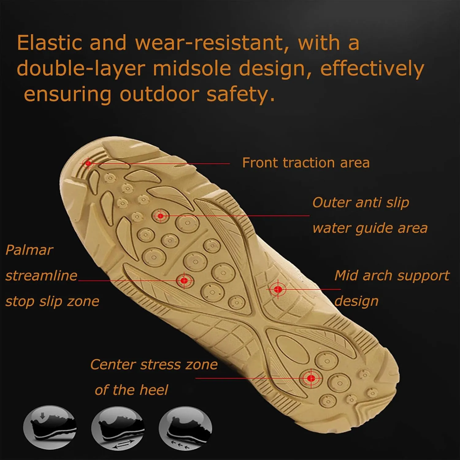 Kervaky Men's Tactical Boots, lightweight, easy to wear, side zipper, outdoor, military boot, tactical boots for men