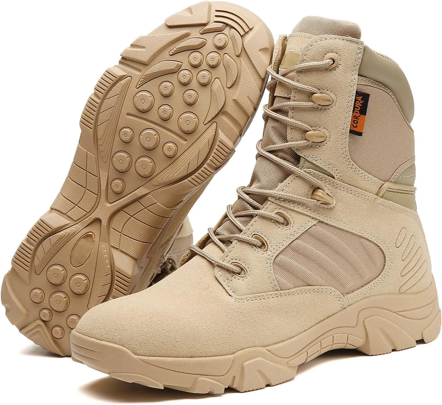 Kervaky Men's Tactical Boots, lightweight, easy to wear, side zipper, outdoor, military boot, tactical boots for men