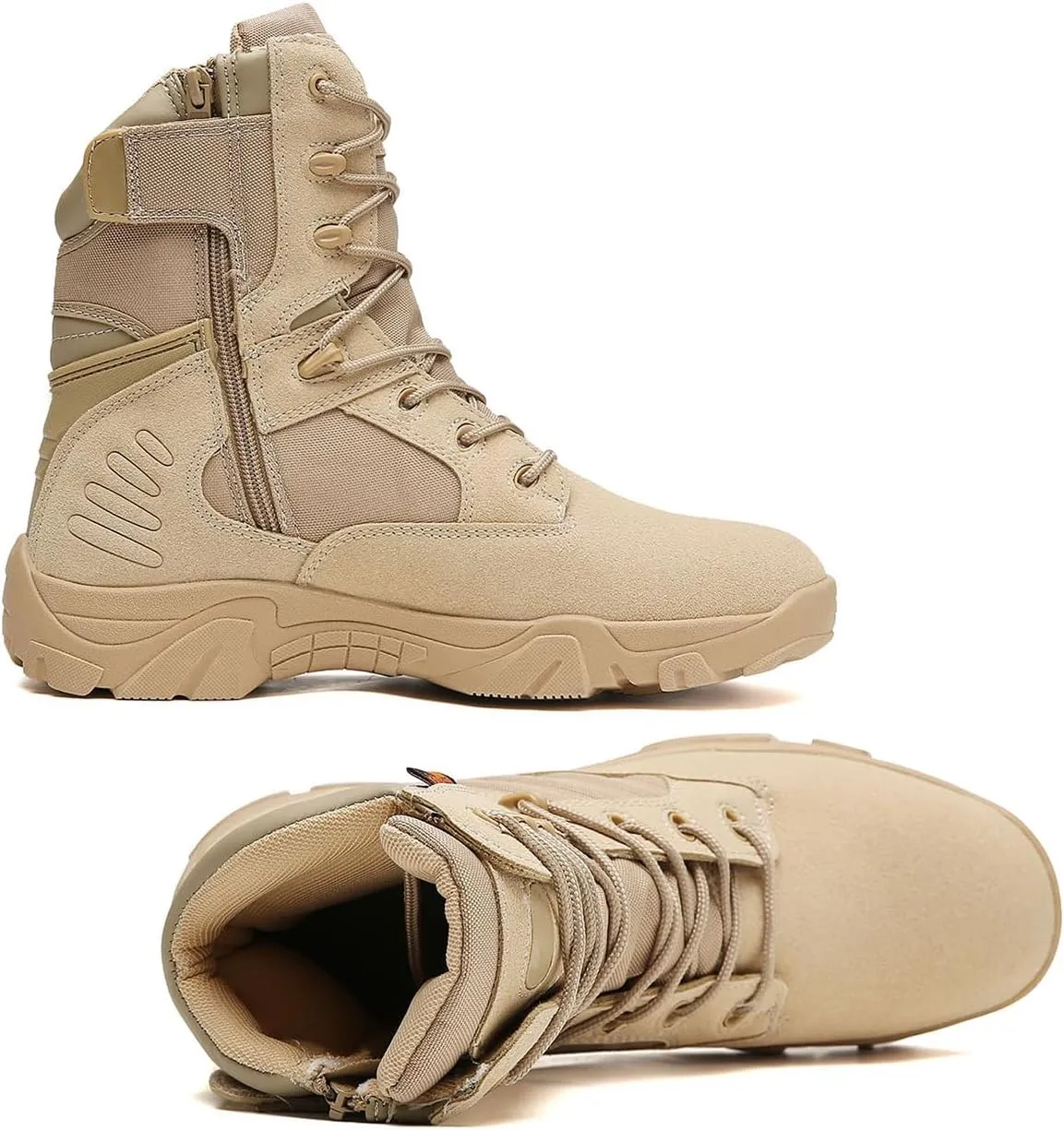 Kervaky Men's Tactical Boots, lightweight, easy to wear, side zipper, outdoor, military boot, tactical boots for men