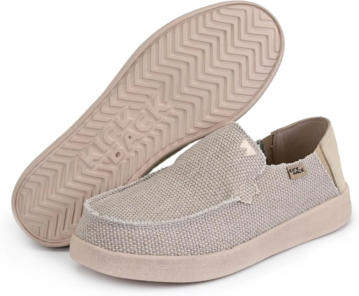 Kickback Barbeach Canvas Mens Slip On Loafers - Lightweight Canvas Slip in Shoes - with Leather Lined Memory Foam Insoles - Mens Casual Slip on Summer Shoes - Machine Washable