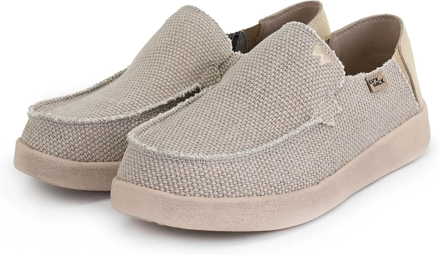 Kickback Barbeach Canvas Mens Slip On Loafers - Lightweight Canvas Slip in Shoes - with Leather Lined Memory Foam Insoles - Mens Casual Slip on Summer Shoes - Machine Washable