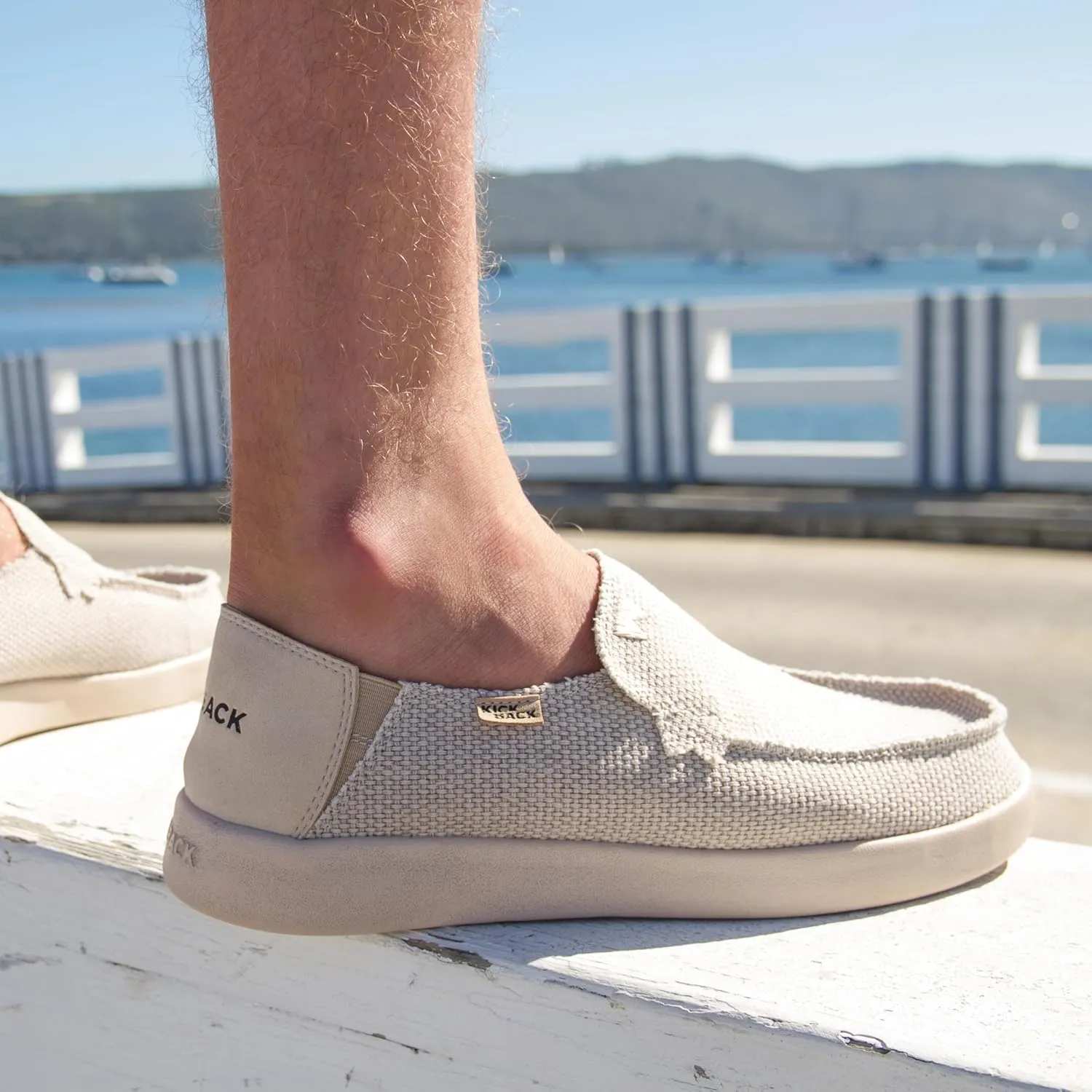 Kickback Barbeach Canvas Mens Slip On Loafers - Lightweight Canvas Slip in Shoes - with Leather Lined Memory Foam Insoles - Mens Casual Slip on Summer Shoes - Machine Washable