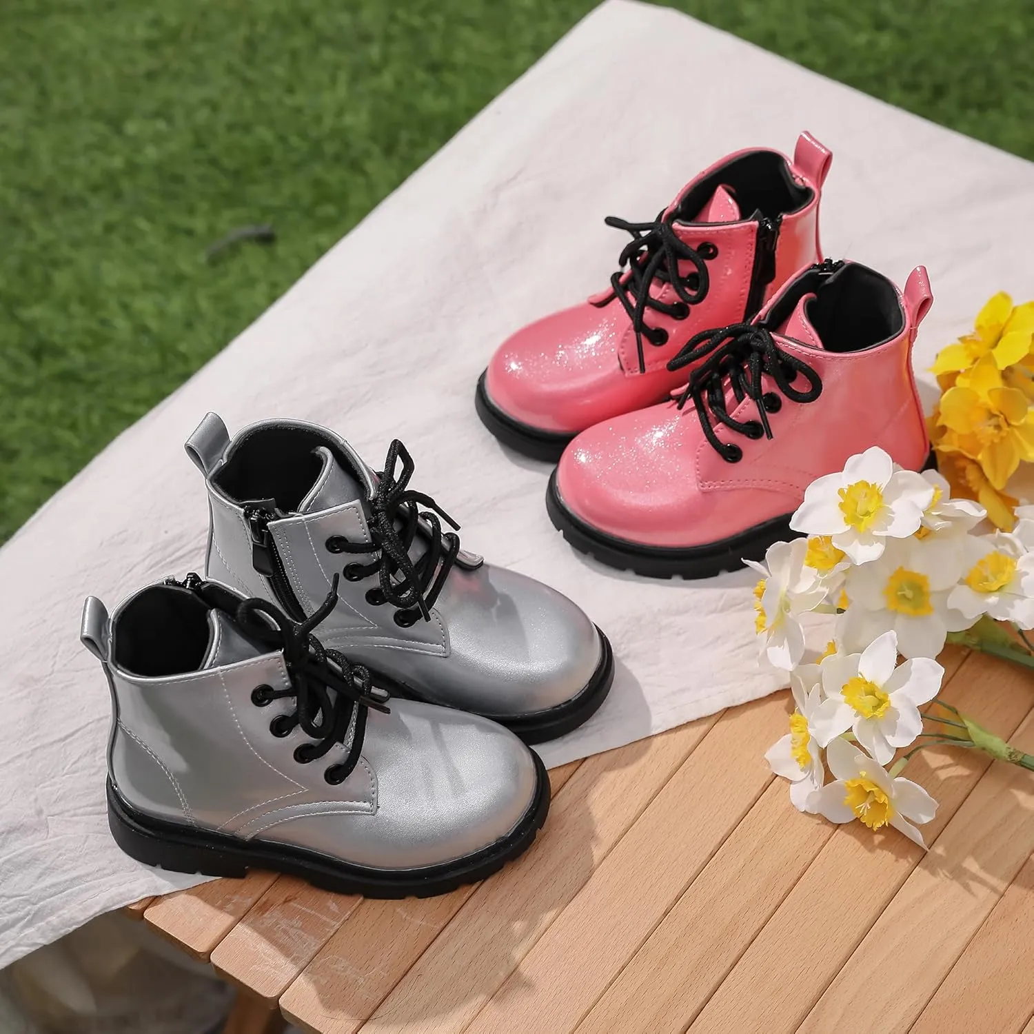 Kids Boots Bright Color Side Zipper Cute Ankle Boots
