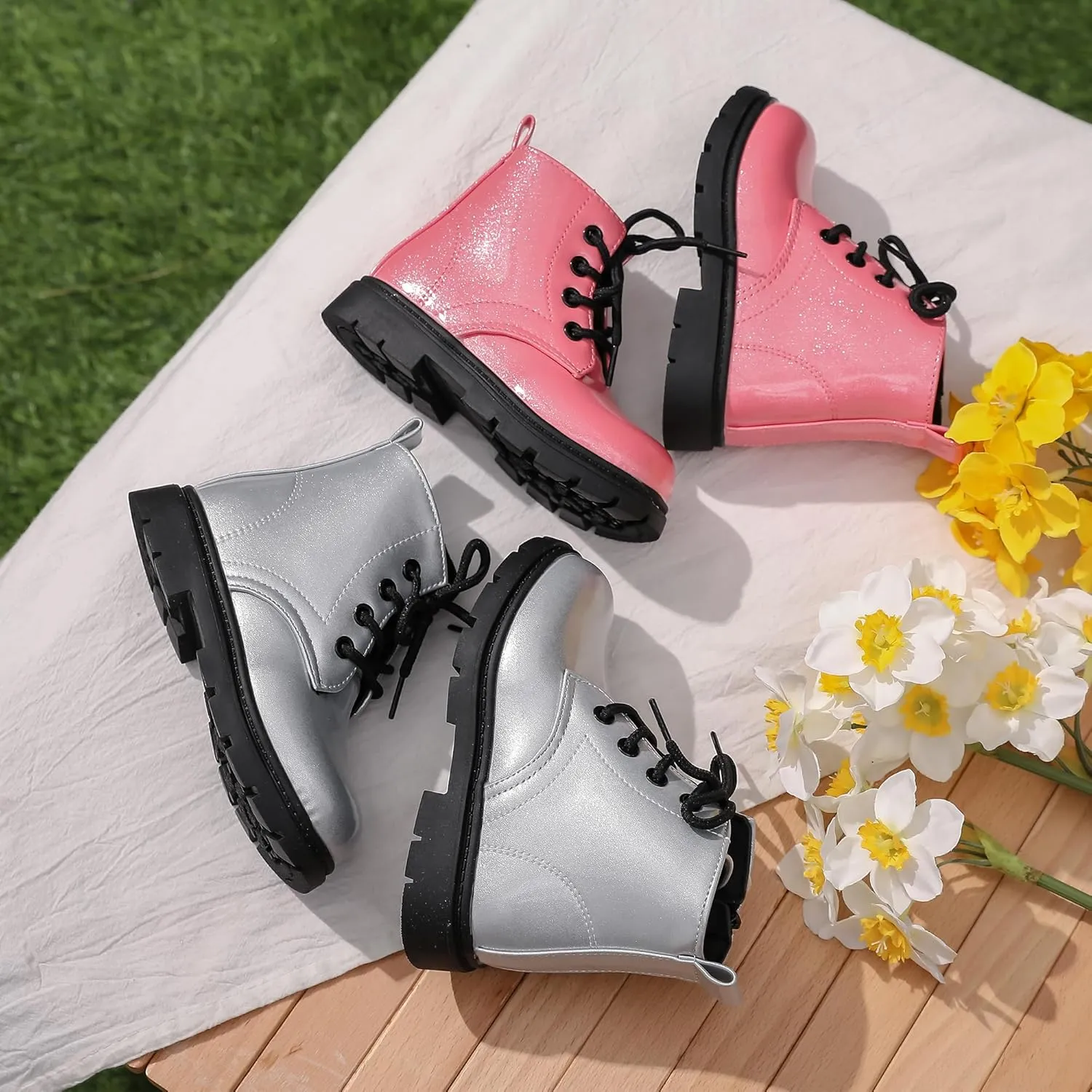Kids Boots Bright Color Side Zipper Cute Ankle Boots