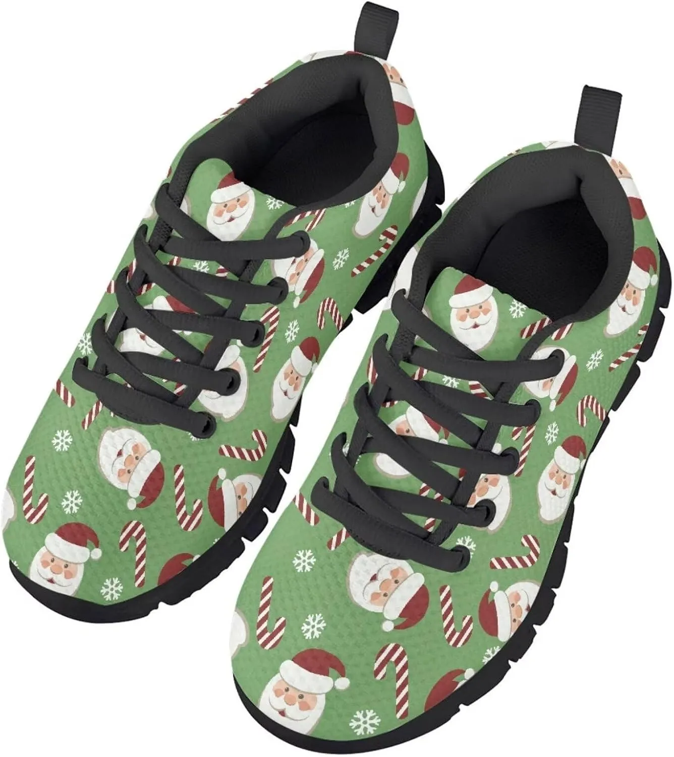 Kids Christmas Sneaker Cozy Breathable Lace-Up Tennis Shoes for Litter Kids Anti-Skip Footwear Lightweight Running Shoes for Big Kid US 11-5