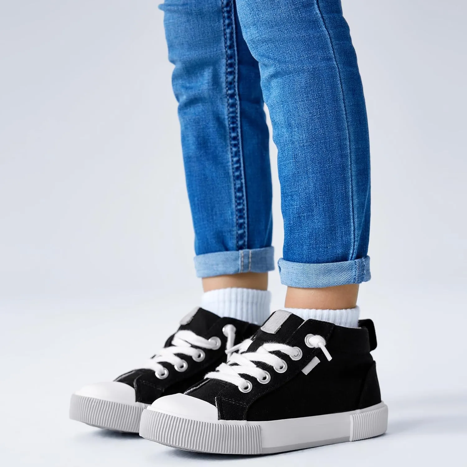 Kids' Cotton Mid-Top Slip-On Sneakers - Casual Canvas Shoes for Girls and Boys
