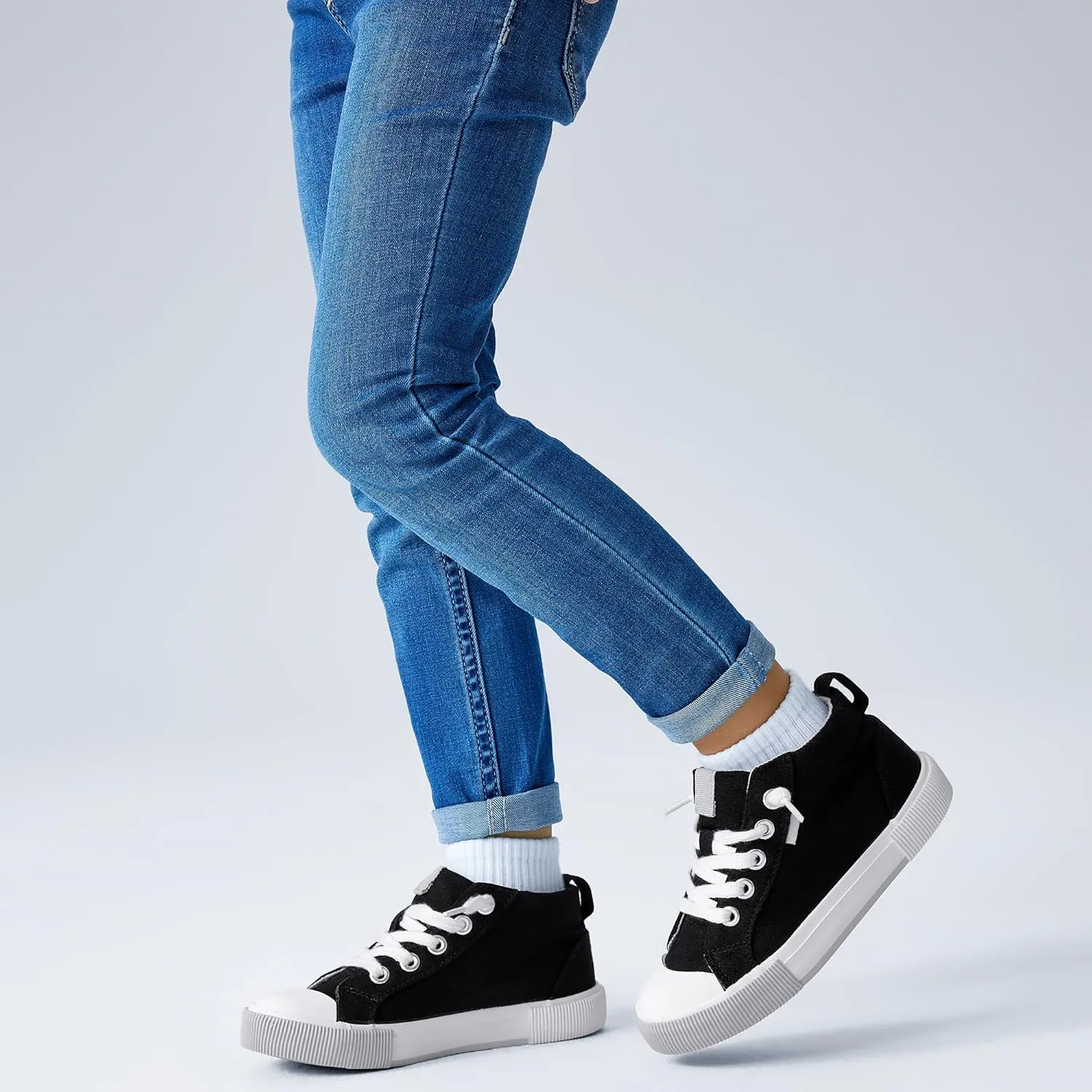 Kids' Cotton Mid-Top Slip-On Sneakers - Casual Canvas Shoes for Girls and Boys