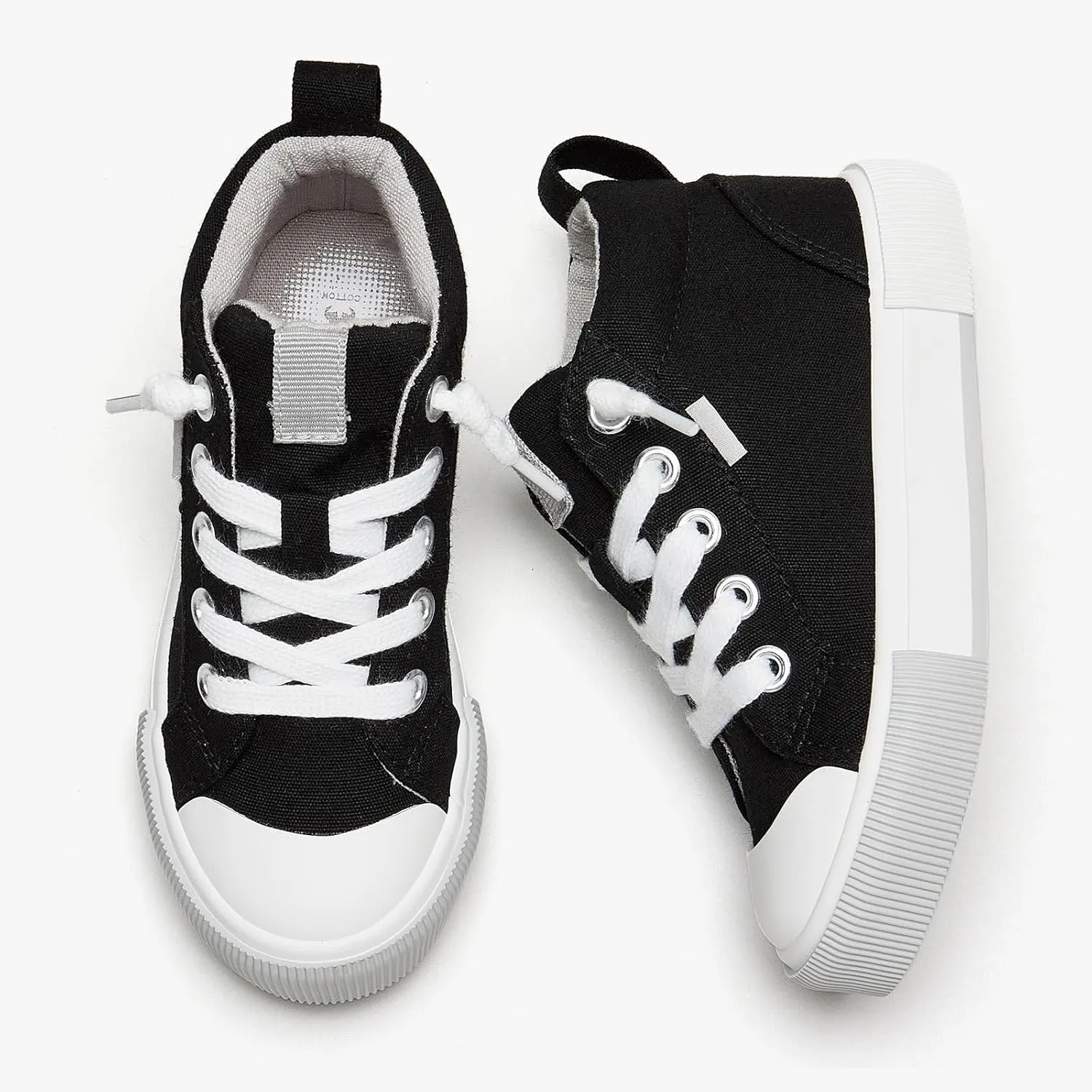 Kids' Cotton Mid-Top Slip-On Sneakers - Casual Canvas Shoes for Girls and Boys