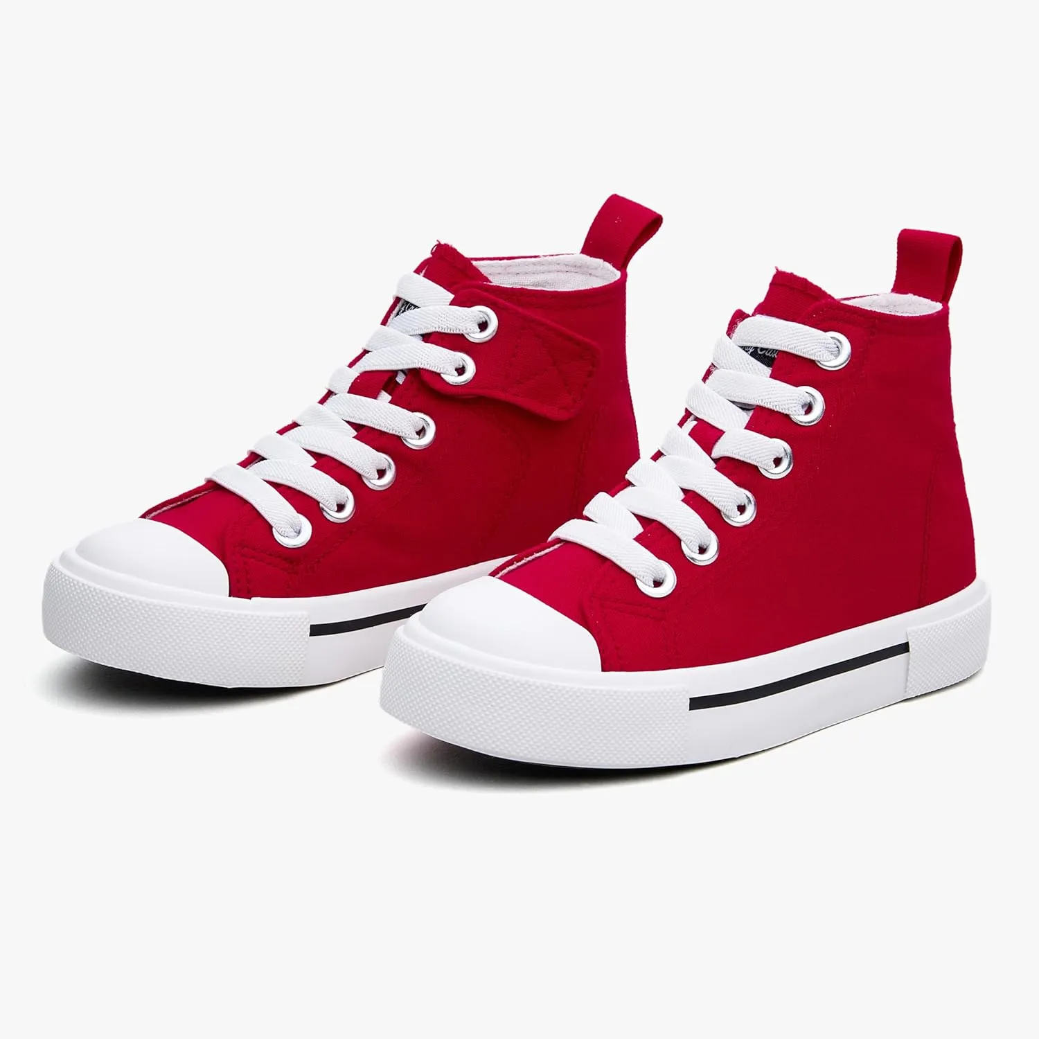 Kids High-Top Slip-On Sneakers Comfortable Canvas Shoes with Hook Loop Closure for Boys and Girls