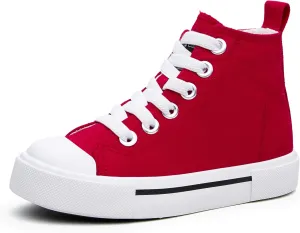 Kids High-Top Slip-On Sneakers Comfortable Canvas Shoes with Hook Loop Closure for Boys and Girls