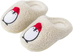 Kids Winter Plush Cartoon Penguin Slippers Boys Girls Fuzzy Non Slip Indoor Floor Slippers