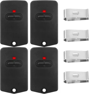 Kingdder 4 Pieces Dual Button Gate Opener Remote Compatible with Mighty Mule(FM134), 318mhz Garage Door Remote Control Compatible with GTO RB742 Gate Openers Transmitter with Visor Clip, Black