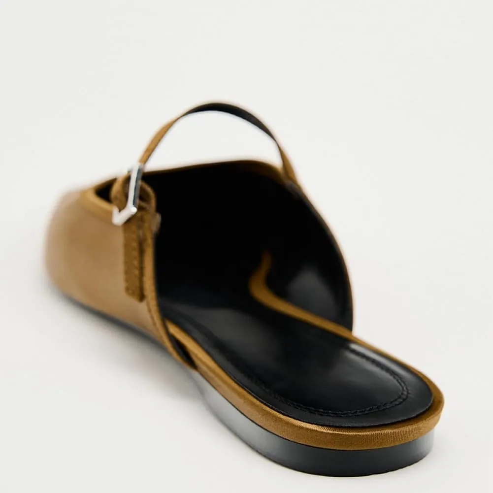 Kluolandi Flat Mules for Women Square Toe Mule Ballet Flats with Strap Comfortable Closed Toe Slides Shoes