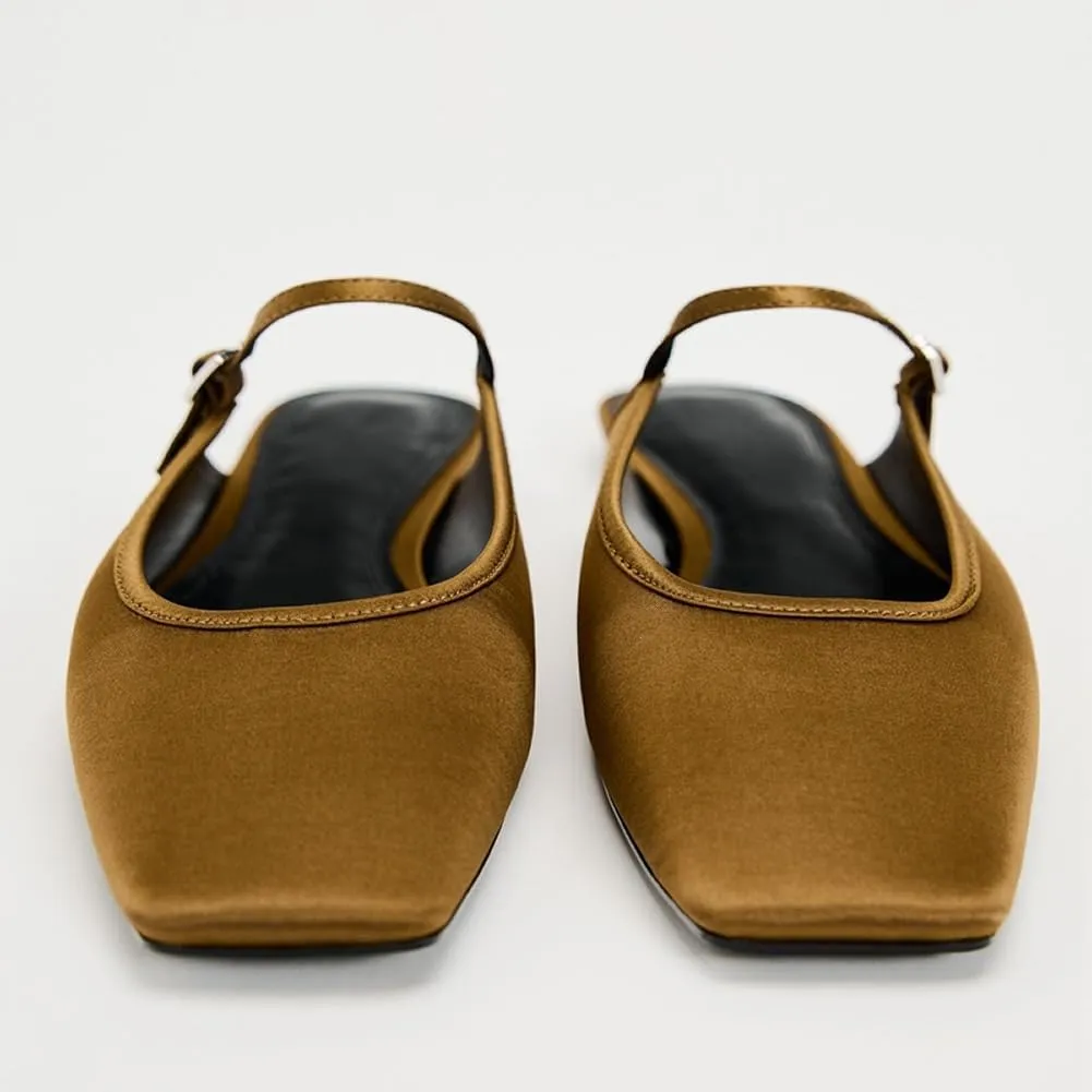 Kluolandi Flat Mules for Women Square Toe Mule Ballet Flats with Strap Comfortable Closed Toe Slides Shoes