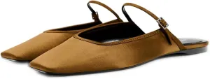 Kluolandi Flat Mules for Women Square Toe Mule Ballet Flats with Strap Comfortable Closed Toe Slides Shoes