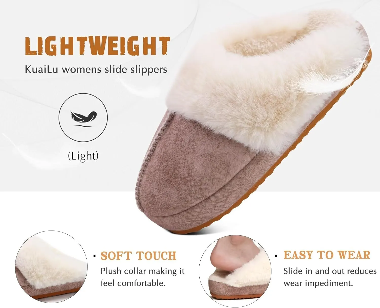 KuaiLu Womens House Platform Slippers Warm Faux Suede Fuzzy Thick Cushioned Yoga Foam Shoes Ladies Slipper Home Lightweight Slip on Indoor Outdoor Non-Slip Hard Sole