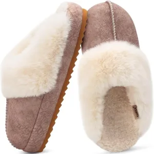 KuaiLu Womens House Platform Slippers Warm Faux Suede Fuzzy Thick Cushioned Yoga Foam Shoes Ladies Slipper Home Lightweight Slip on Indoor Outdoor Non-Slip Hard Sole