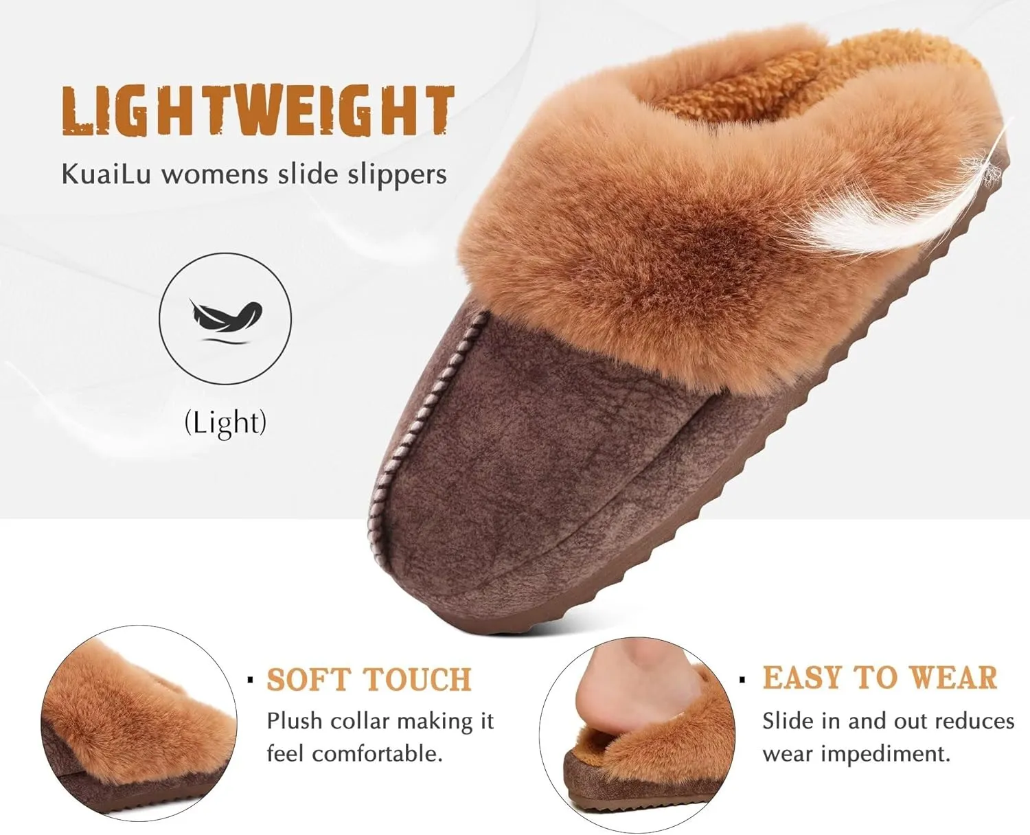 KuaiLu Womens House Platform Slippers Warm Faux Suede Fuzzy Thick Cushioned Yoga Foam Shoes Ladies Slipper Home Lightweight Slip on Indoor Outdoor Non-Slip Hard Sole
