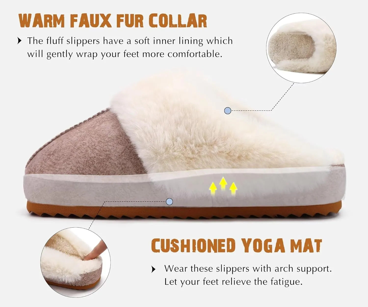 KuaiLu Womens House Platform Slippers Warm Faux Suede Fuzzy Thick Cushioned Yoga Foam Shoes Ladies Slipper Home Lightweight Slip on Indoor Outdoor Non-Slip Hard Sole