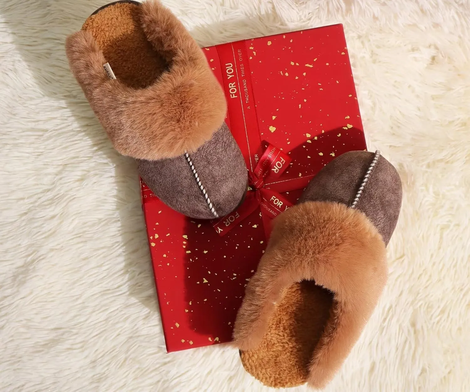 KuaiLu Womens House Platform Slippers Warm Faux Suede Fuzzy Thick Cushioned Yoga Foam Shoes Ladies Slipper Home Lightweight Slip on Indoor Outdoor Non-Slip Hard Sole