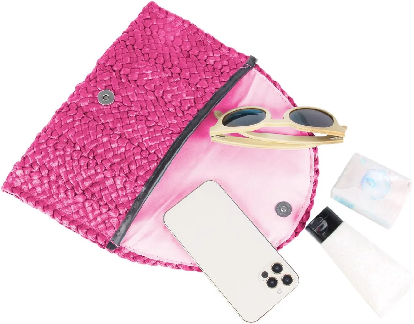 KUANG! Womens Straw Clutch Purse Handbag Shoulder Clutch Envelope Wallet Beach Straw Purse for Ladies