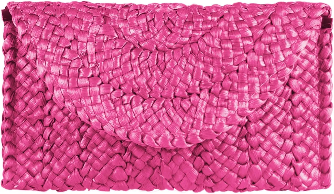 KUANG! Womens Straw Clutch Purse Handbag Shoulder Clutch Envelope Wallet Beach Straw Purse for Ladies