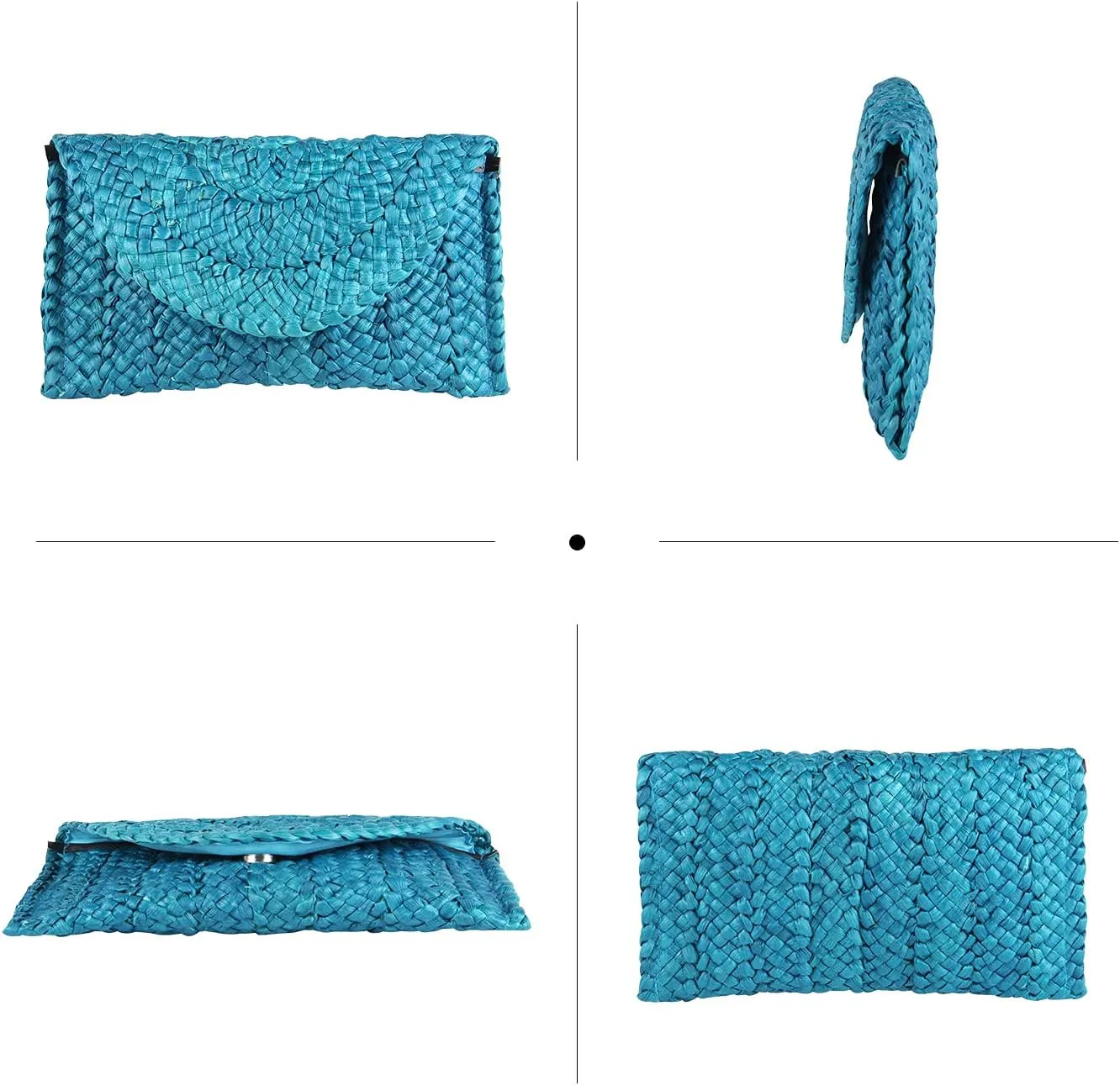 KUANG! Womens Straw Clutch Purse Handbag Shoulder Clutch Envelope Wallet Beach Straw Purse for Ladies