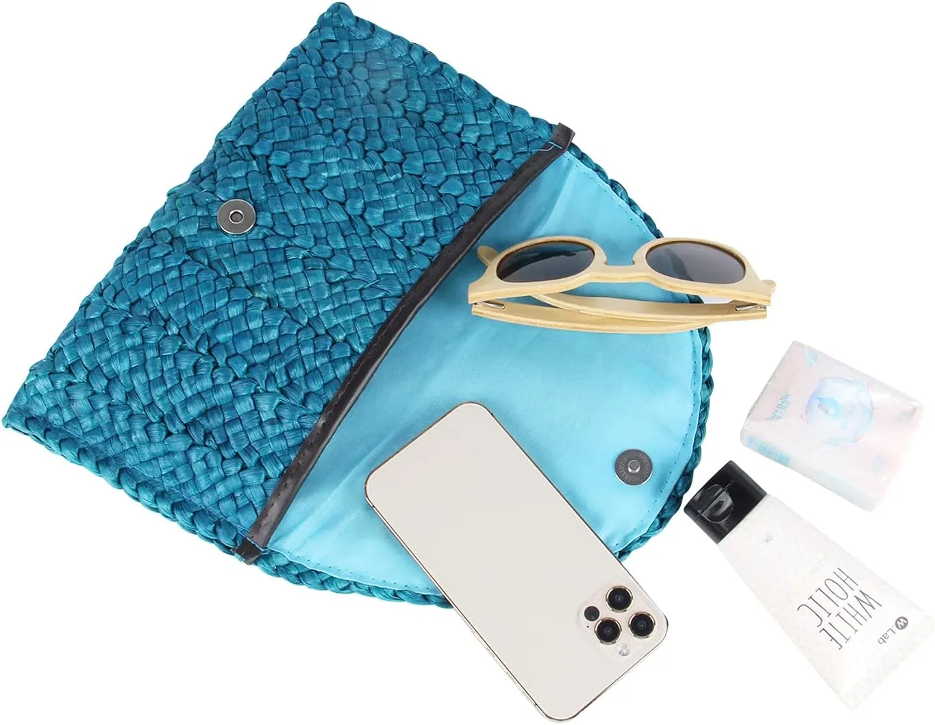 KUANG! Womens Straw Clutch Purse Handbag Shoulder Clutch Envelope Wallet Beach Straw Purse for Ladies