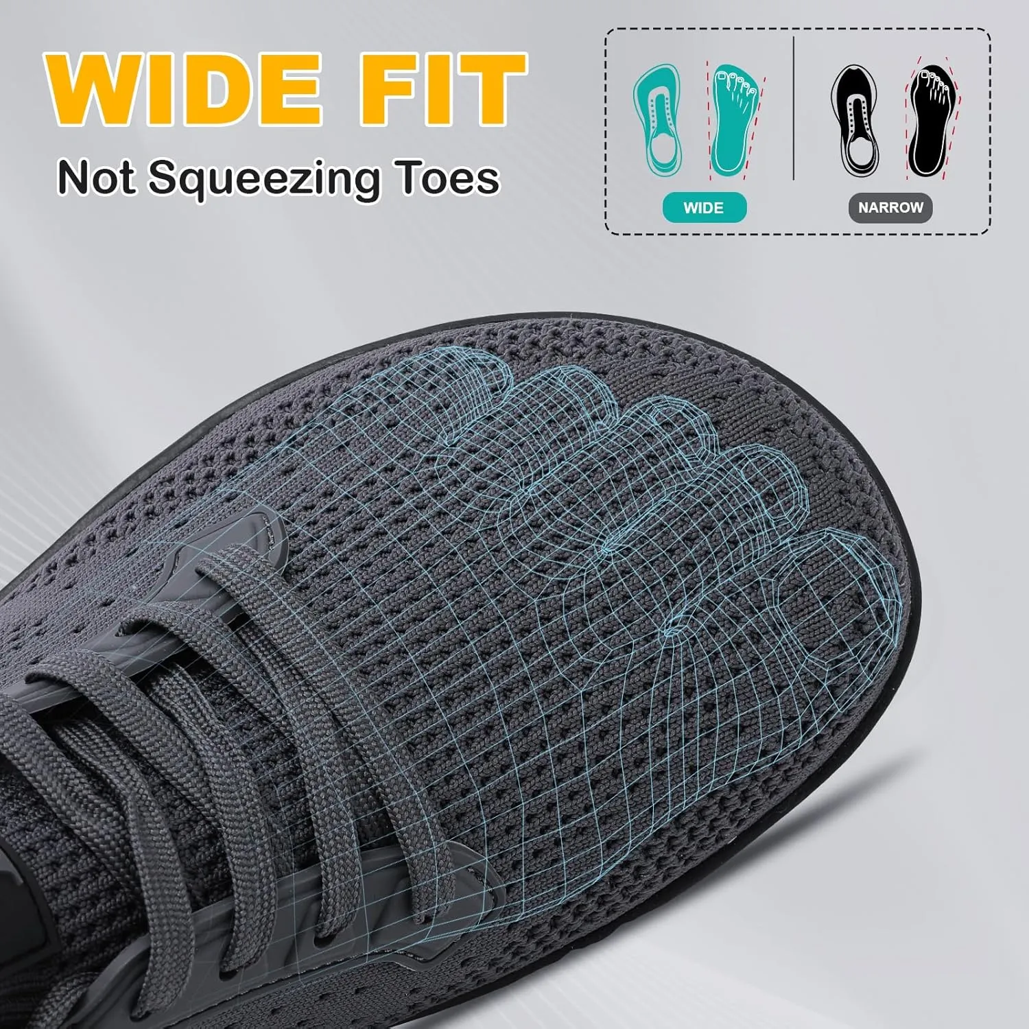 L-RUN Mens Walking Shoes Wide Toe Barefoot Shoes Minimalist Men's Casual Dress Shoes Breathable Zero Drop Fashion Sneakers