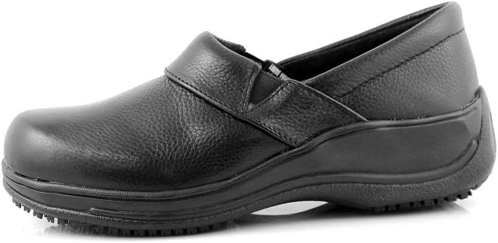 Laforst Jodie Womens Tumble Leather Work Nonslip Slip On Clogs