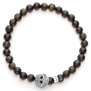 LAGOS Anthem Golden Obsidian Skull Bracelet in Sterling Silver – Size Medium