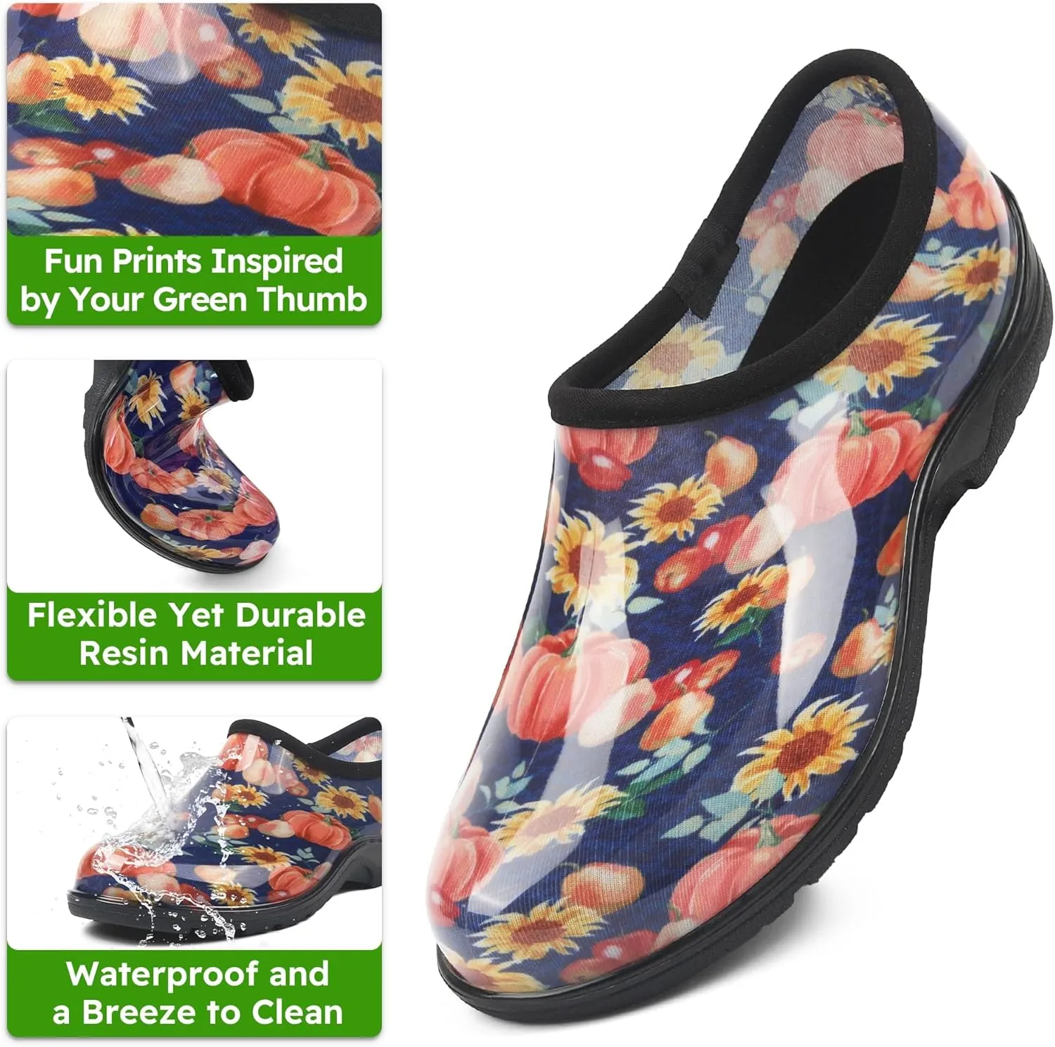 landchief Women's Garden Shoes Waterproof Garden Clogs for Women, Comfortable Slip-on Shoes with Cushioned Insole, Non-Slip Work Shoes for Women Outdoor, Gardening and Yard