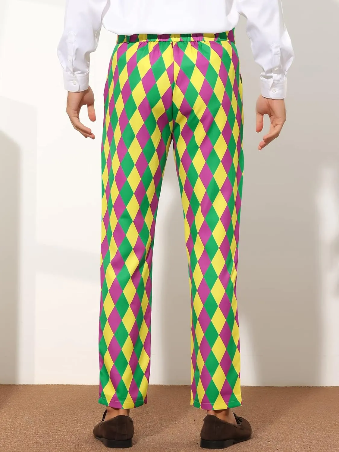 Lars Amadeus Printed Dress Pants for Men's Regular Fit Flat Front Business Suit Trousers