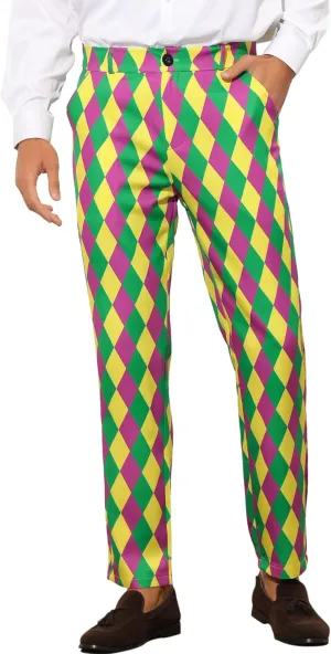Lars Amadeus Printed Dress Pants for Men's Regular Fit Flat Front Business Suit Trousers