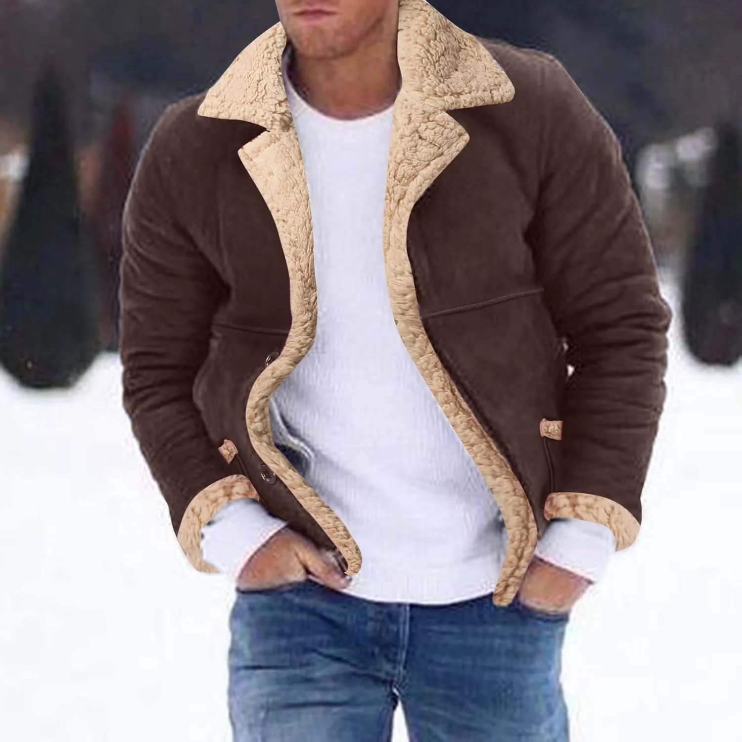 LCMTWX Men's Winter Thickened Warm Coats Stand Collar Knitted Splice Sweater Coat Casual Cardigan Stylish Outwear Mens