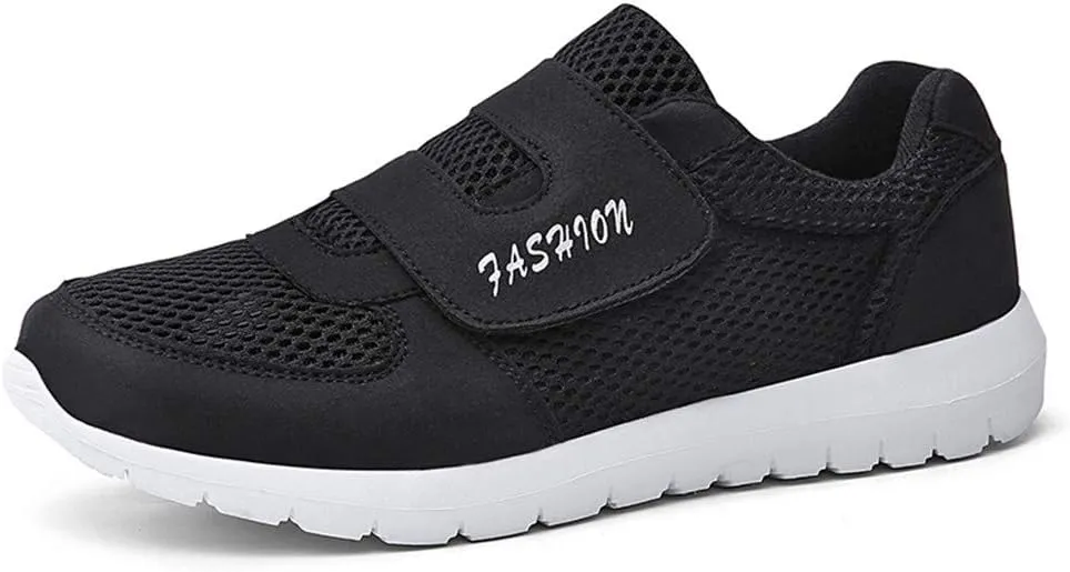 LEADER SHOW Men's Casual Comfort Walking Shoes Ultralight Flats Non-Slip Hook & Loop Fashion Sneakers