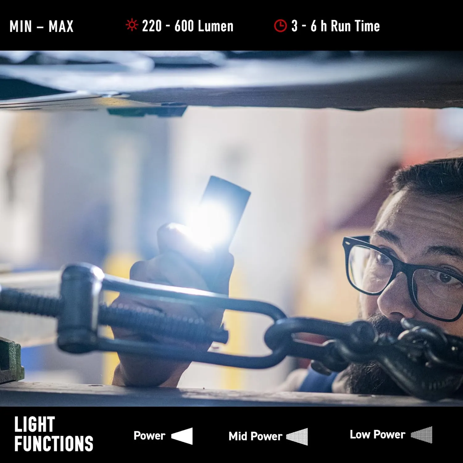 Ledlenser W5R Work Rechargeable Hands-Free Flashlight, 600 Lumens, Flexible Mounting