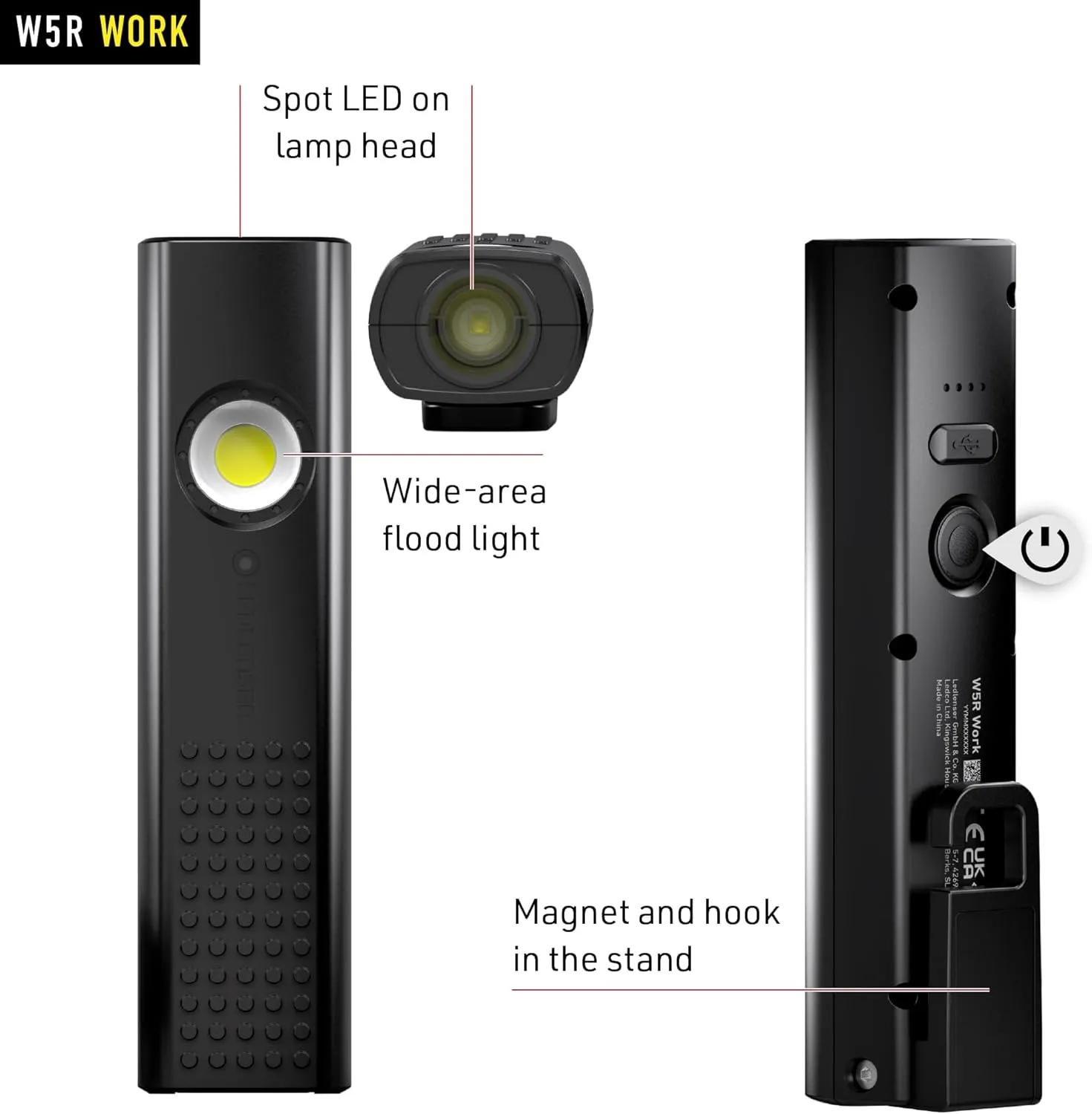 Ledlenser W5R Work Rechargeable Hands-Free Flashlight, 600 Lumens, Flexible Mounting