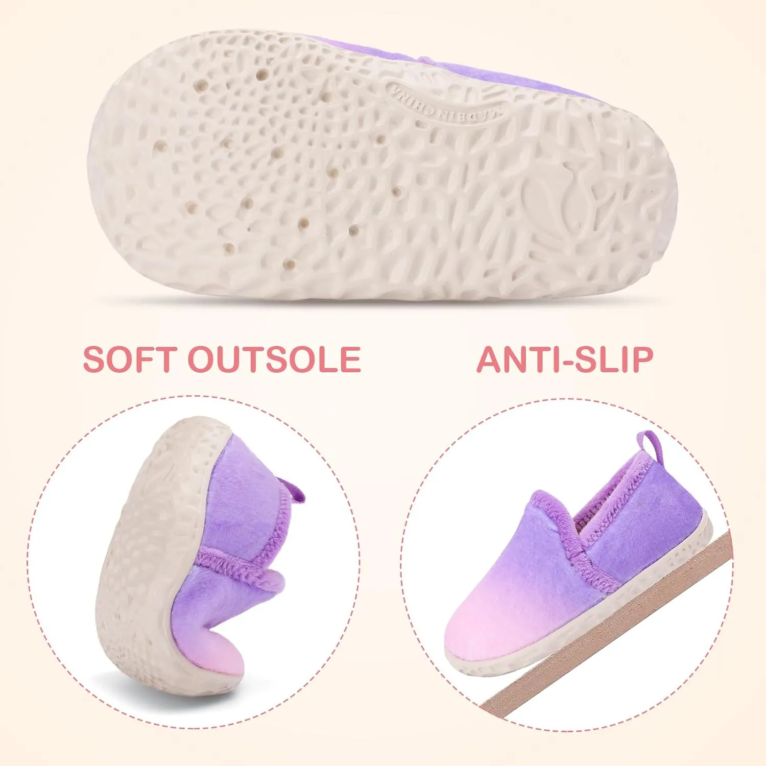Lefflow Toddler Slippers Boys Girls House Shoes Slip on Baby Sock Shoes Lightweight Outdoor Walking Shoes